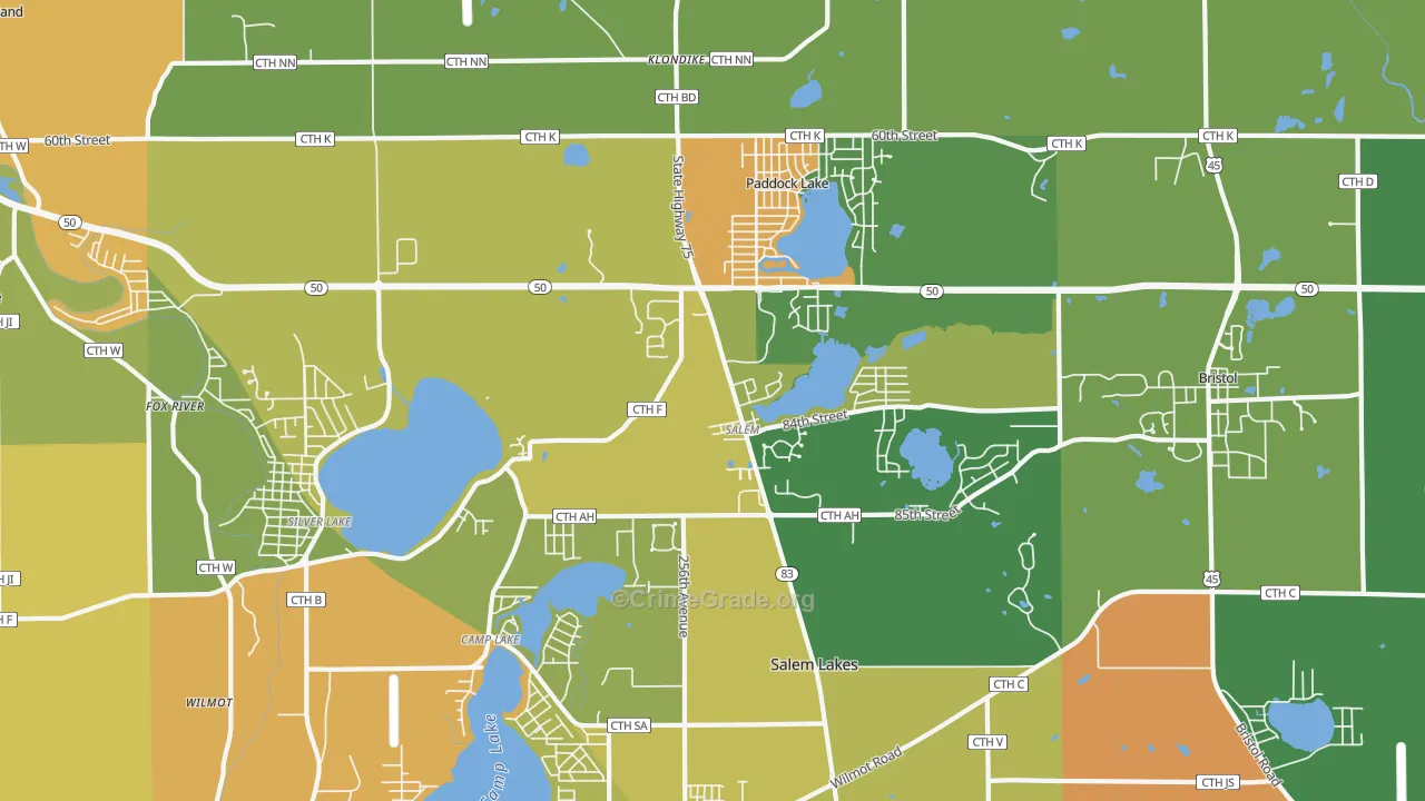 Salem, WI Map of Burglary Rates