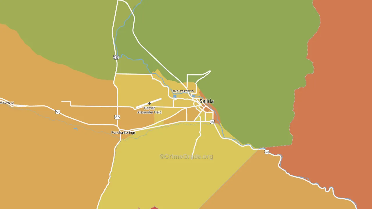 Salida, CO Map of Burglary Rates