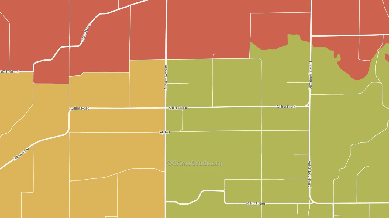 Salina, IA Map of Burglary Rates