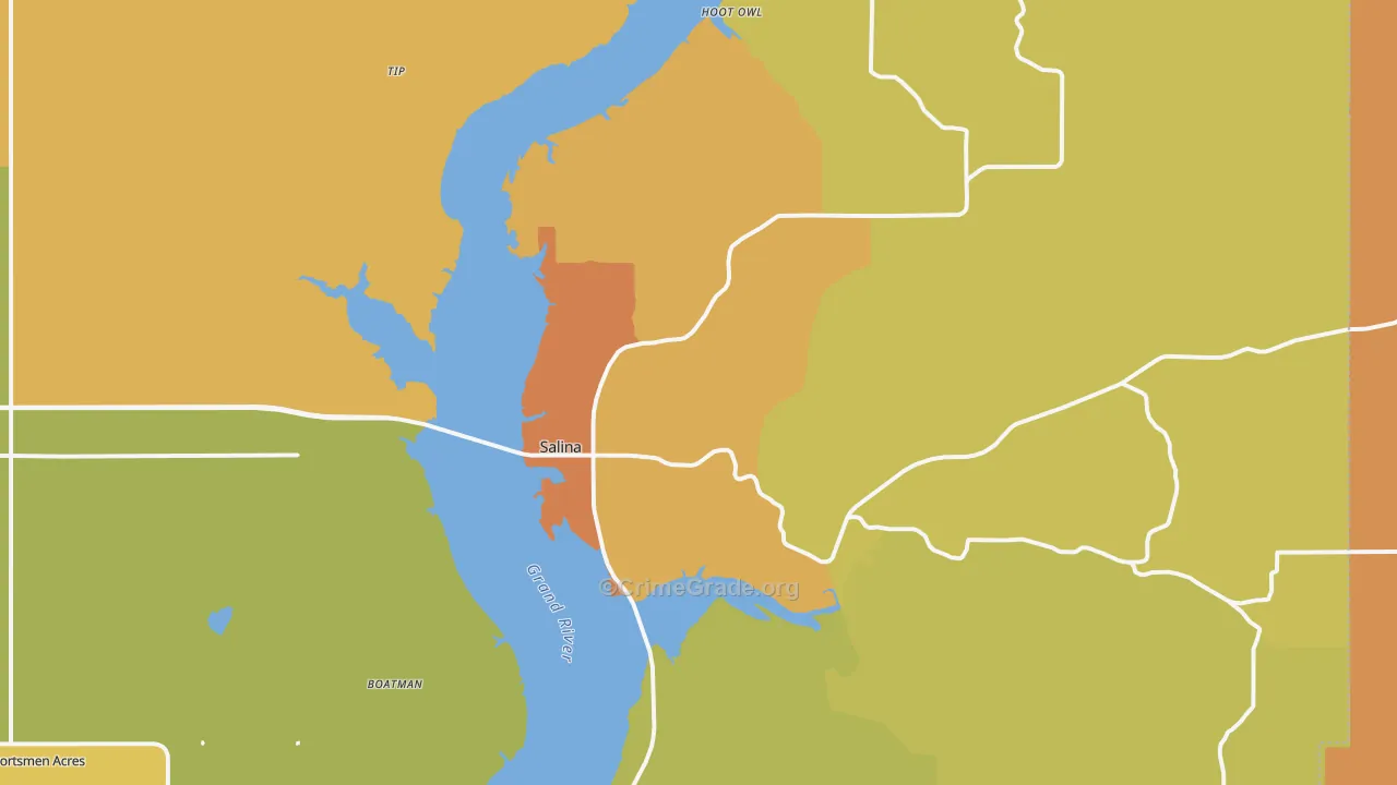 Salina, OK Map of Burglary Rates
