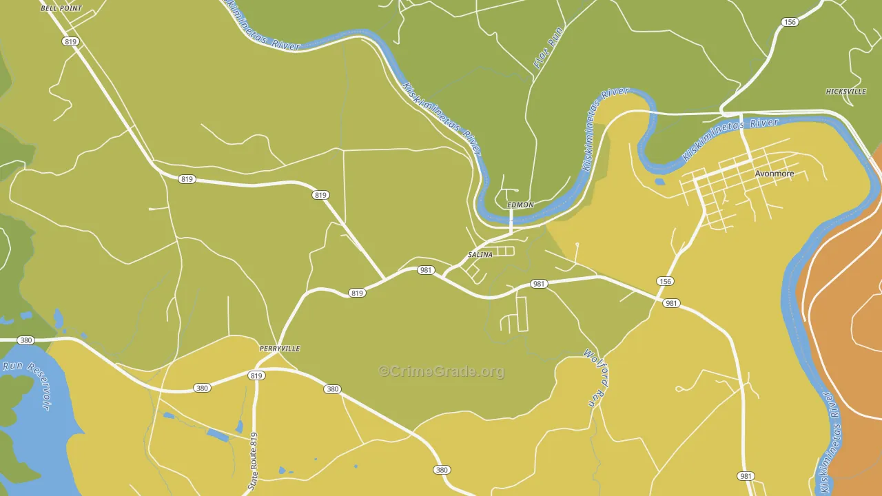 Salina, PA Map of Burglary Rates