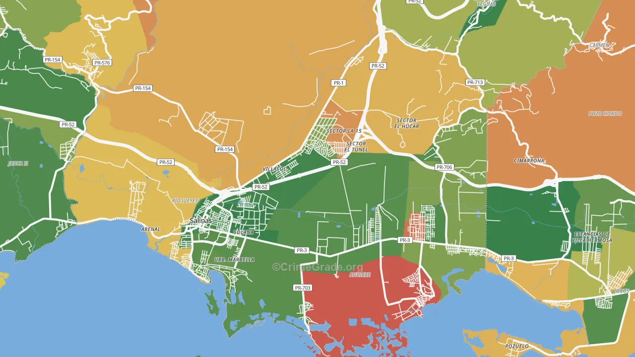 Salinas Municipio, PR Map of Burglary Rates