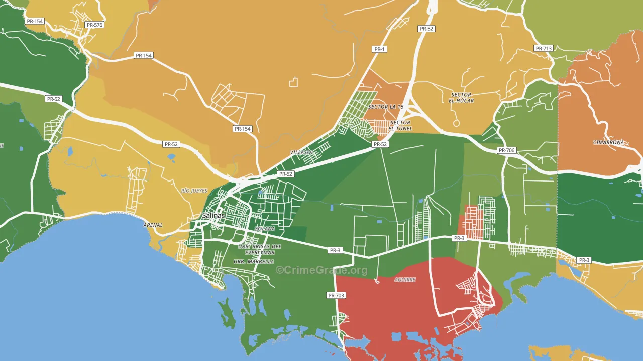 Salinas, PR Map of Burglary Rates