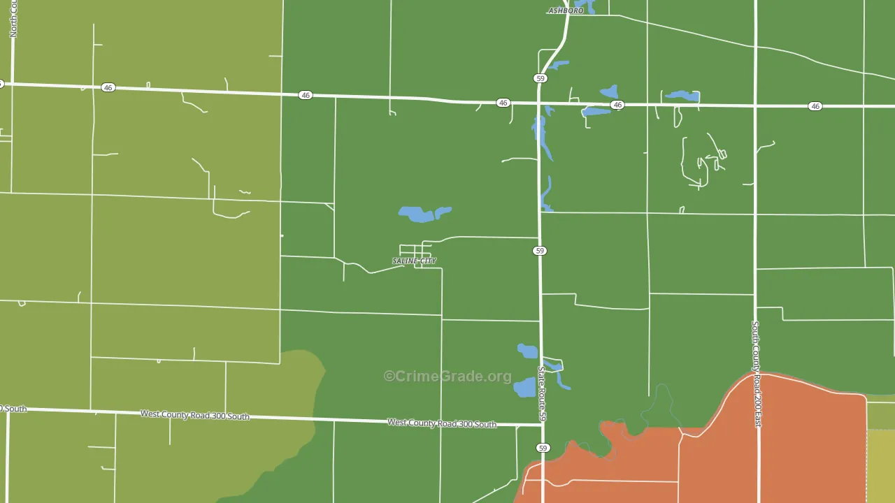 Saline City, IN Map of Burglary Rates