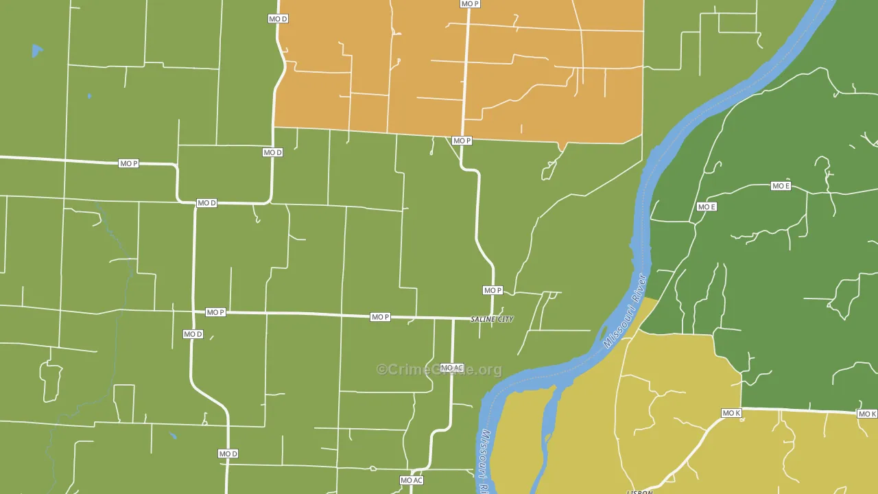 Saline City, MO Map of Burglary Rates