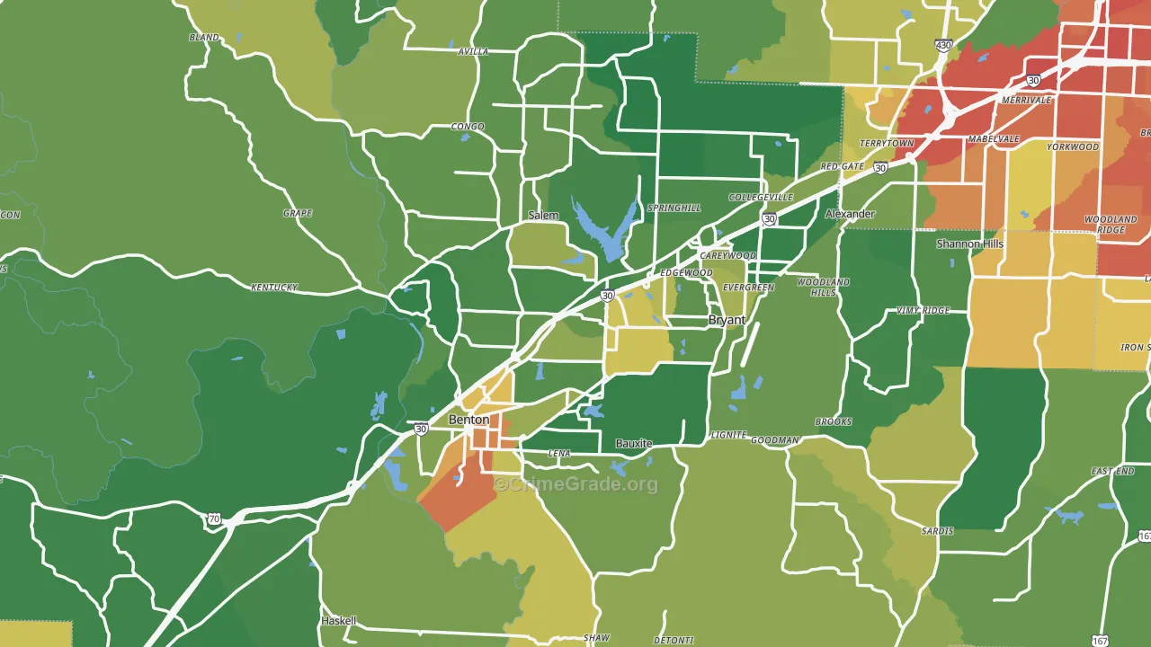 Saline County, AR Map of Burglary Rates