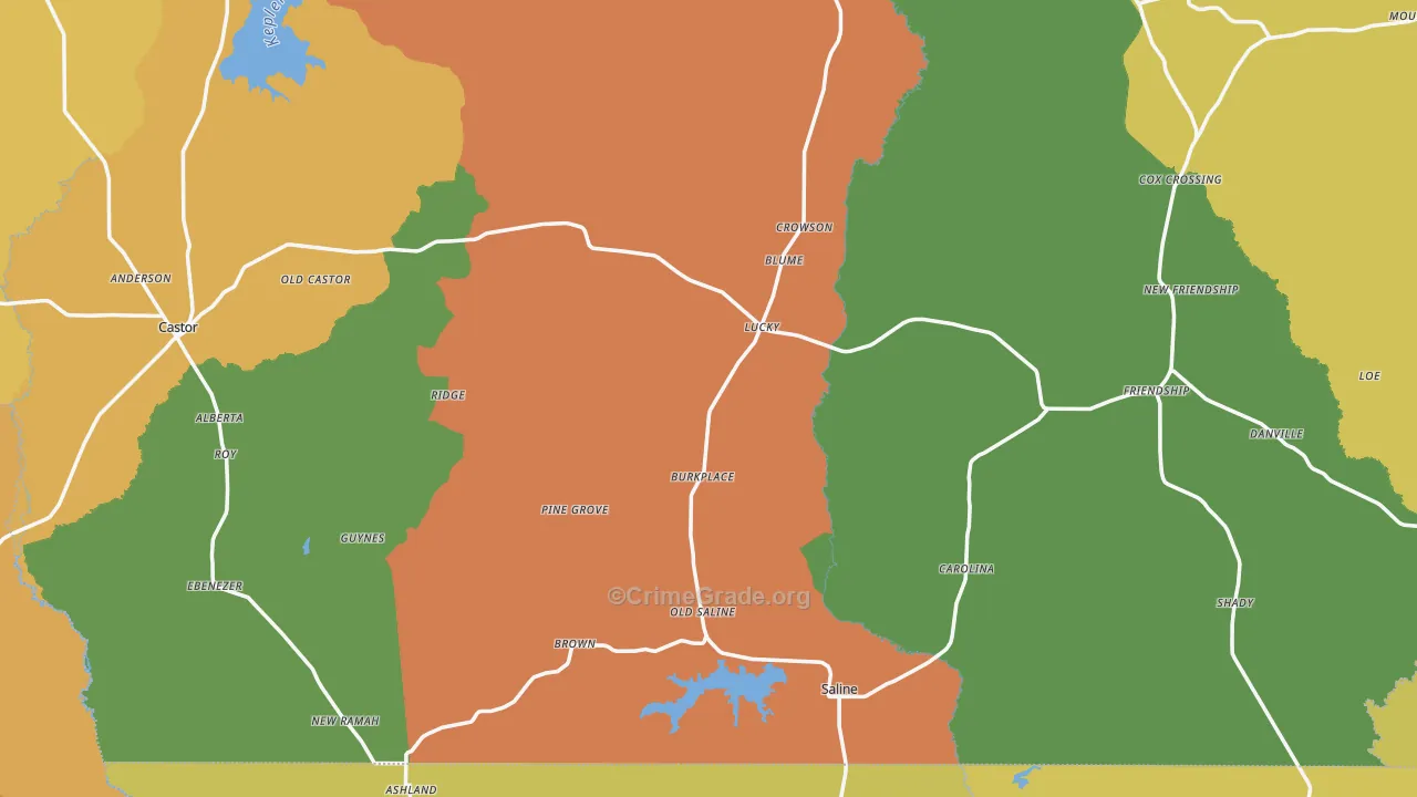 Saline, LA Map of Burglary Rates