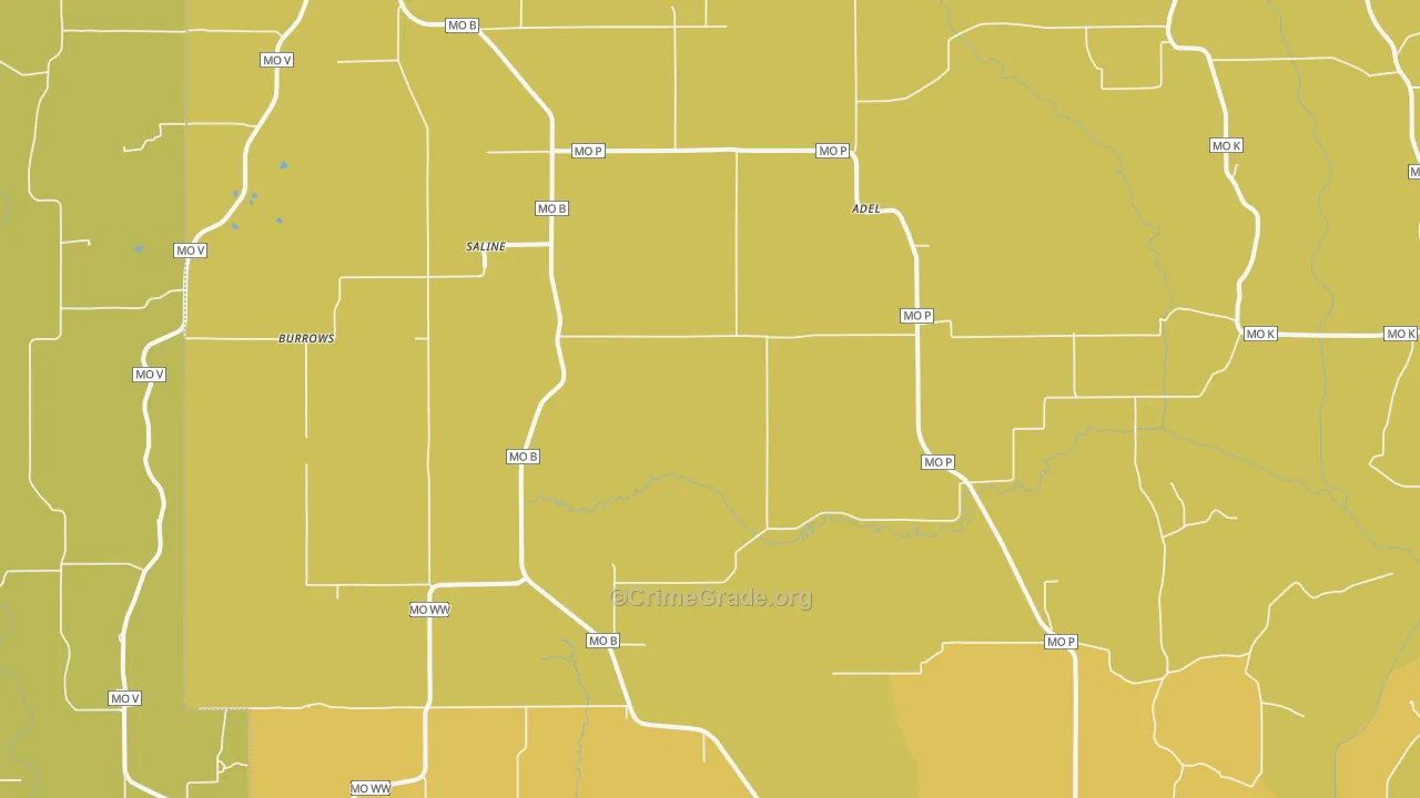 Saline, MO Map of Burglary Rates