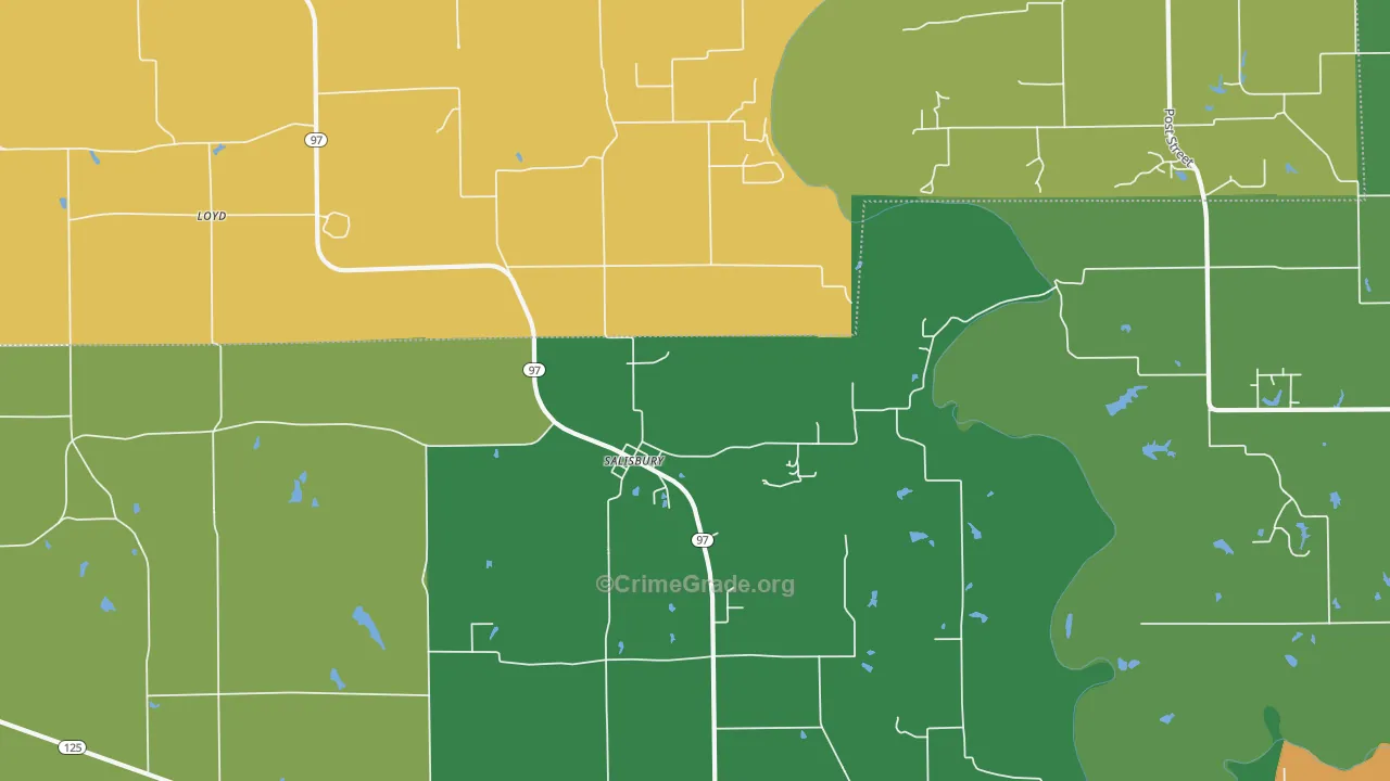 Salisbury, IL Map of Burglary Rates