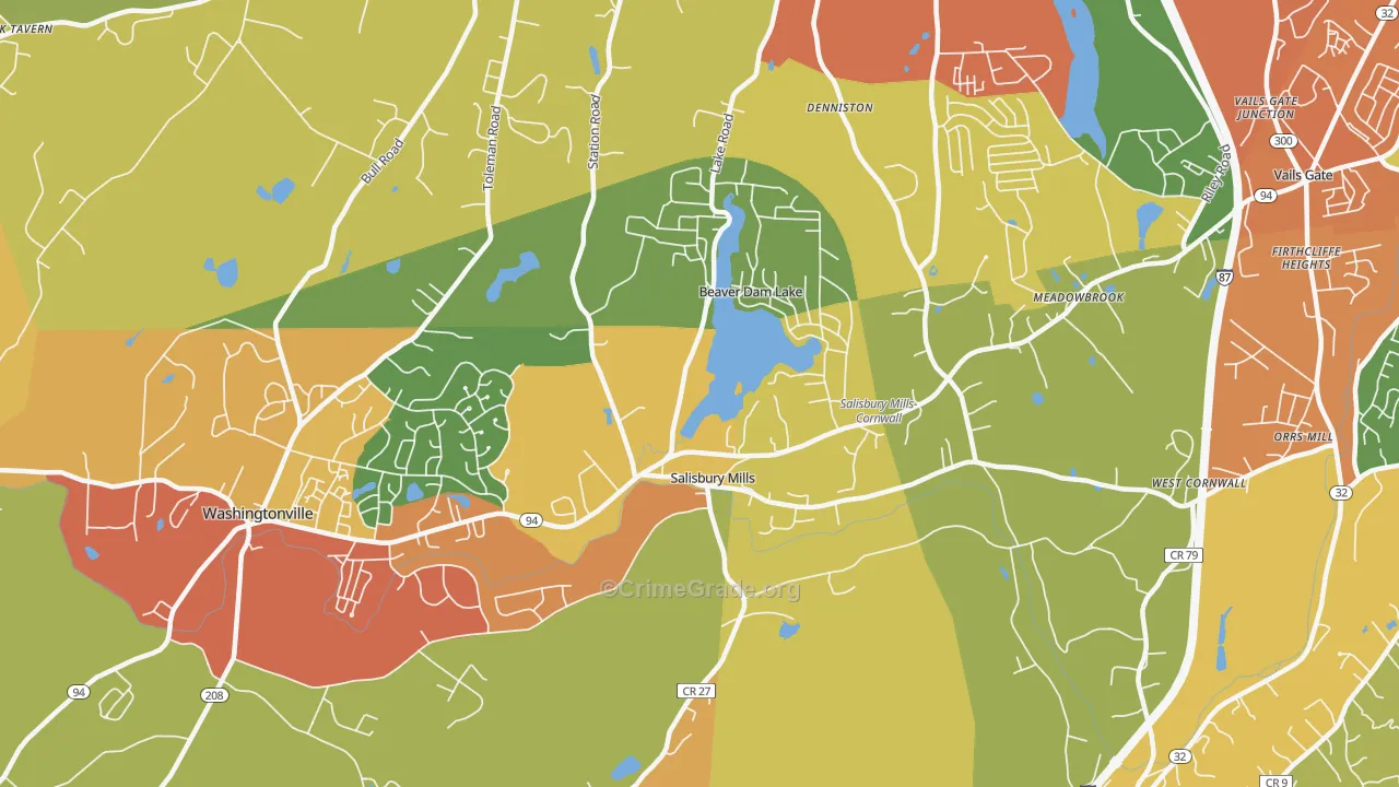 Salisbury Mills, NY Map of Burglary Rates