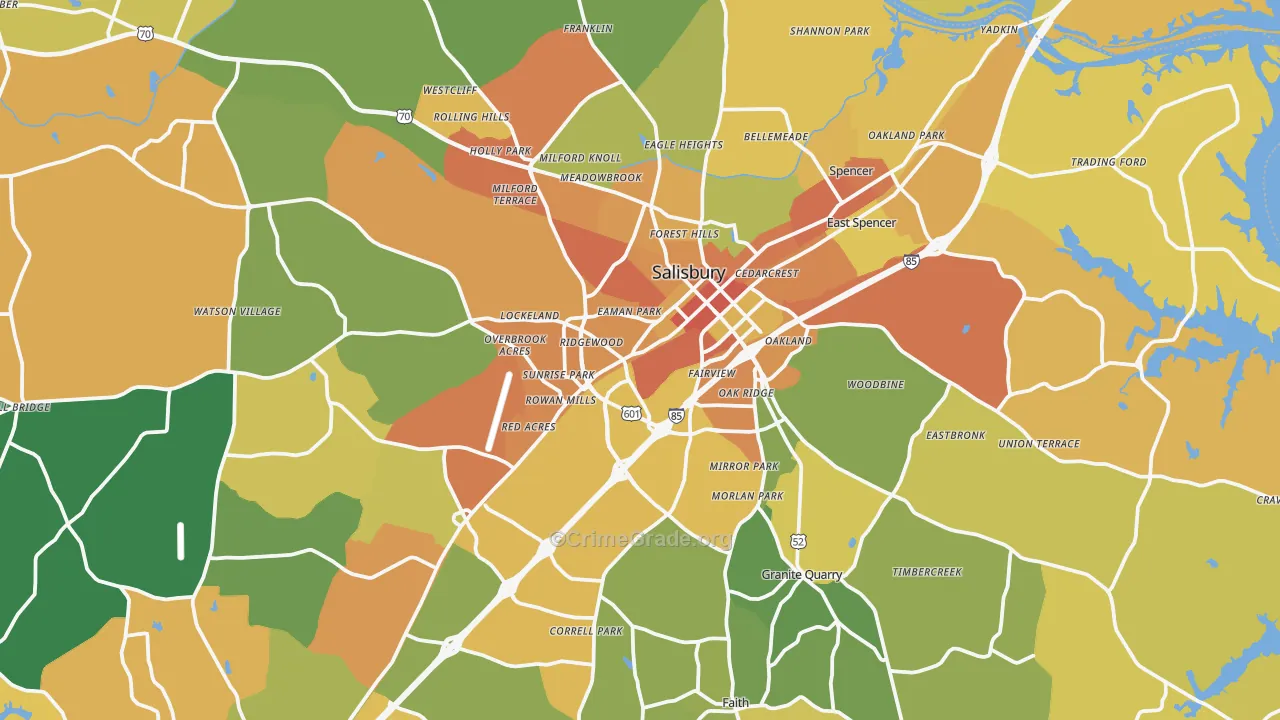 Salisbury, NC Map of Burglary Rates