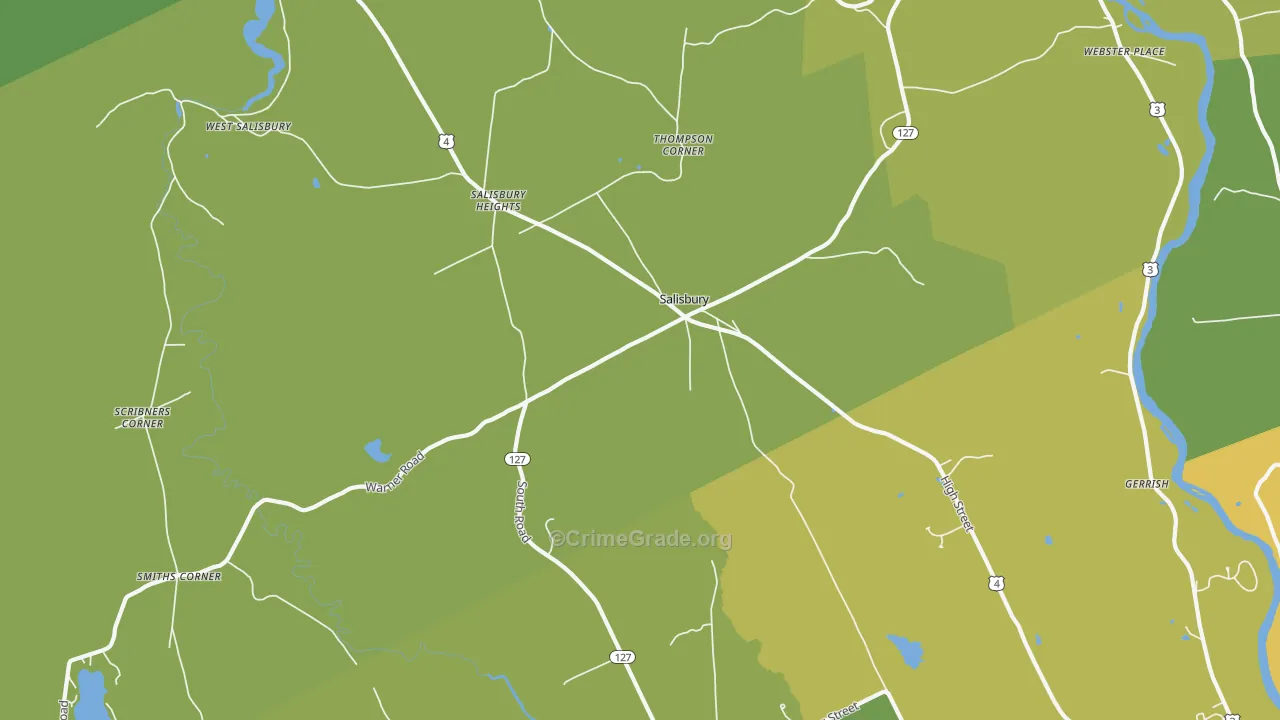 Salisbury, NH Map of Burglary Rates