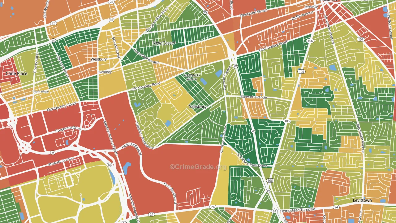 Salisbury, NY Map of Burglary Rates