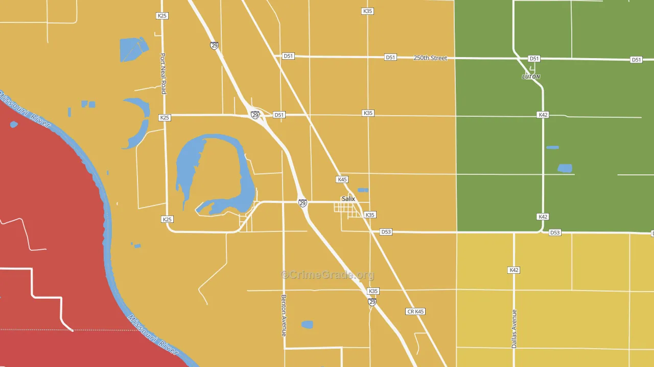 Salix, IA Map of Burglary Rates