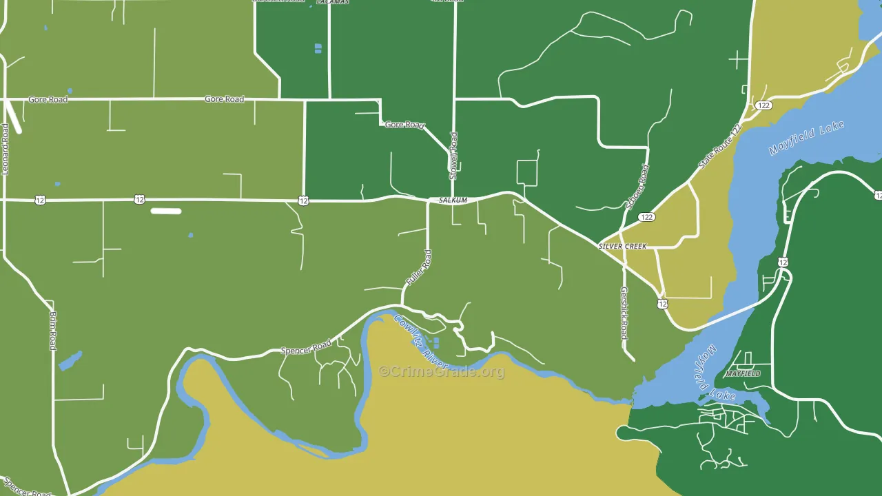 Salkum, WA Map of Burglary Rates