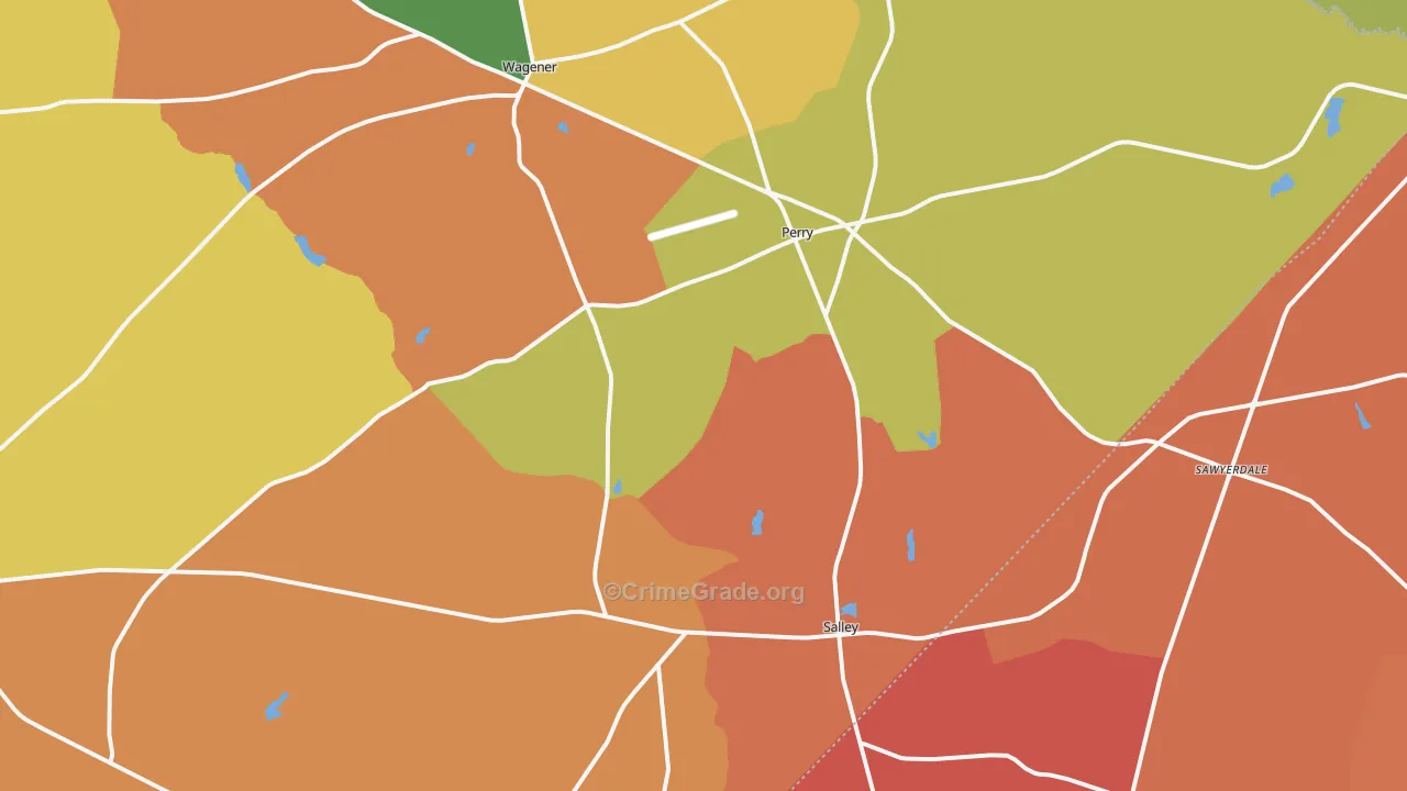 Salley, SC Map of Burglary Rates