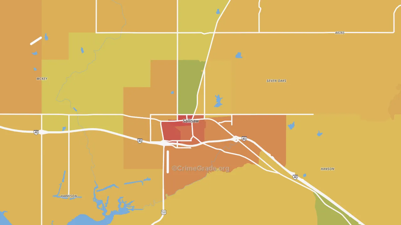 Sallisaw, OK Map of Burglary Rates