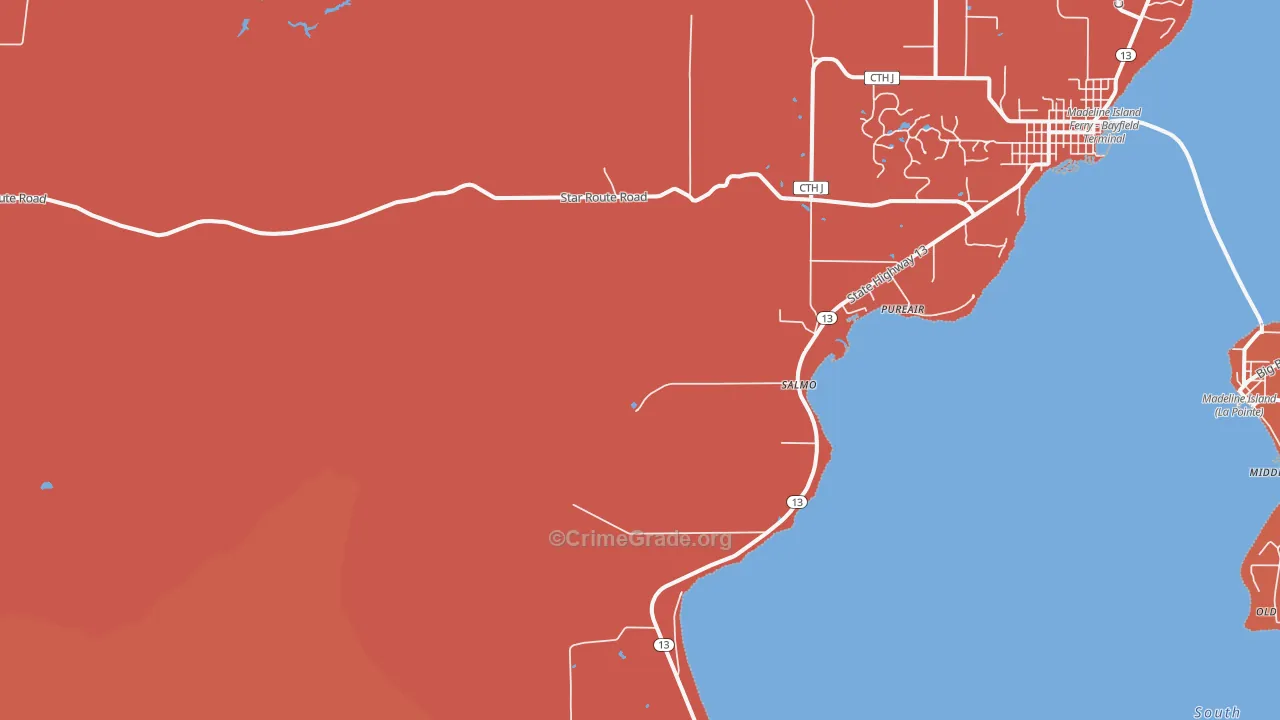 Salmo, WI Map of Burglary Rates