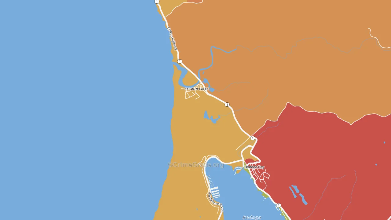 Salmon Creek, CA Map of Burglary Rates