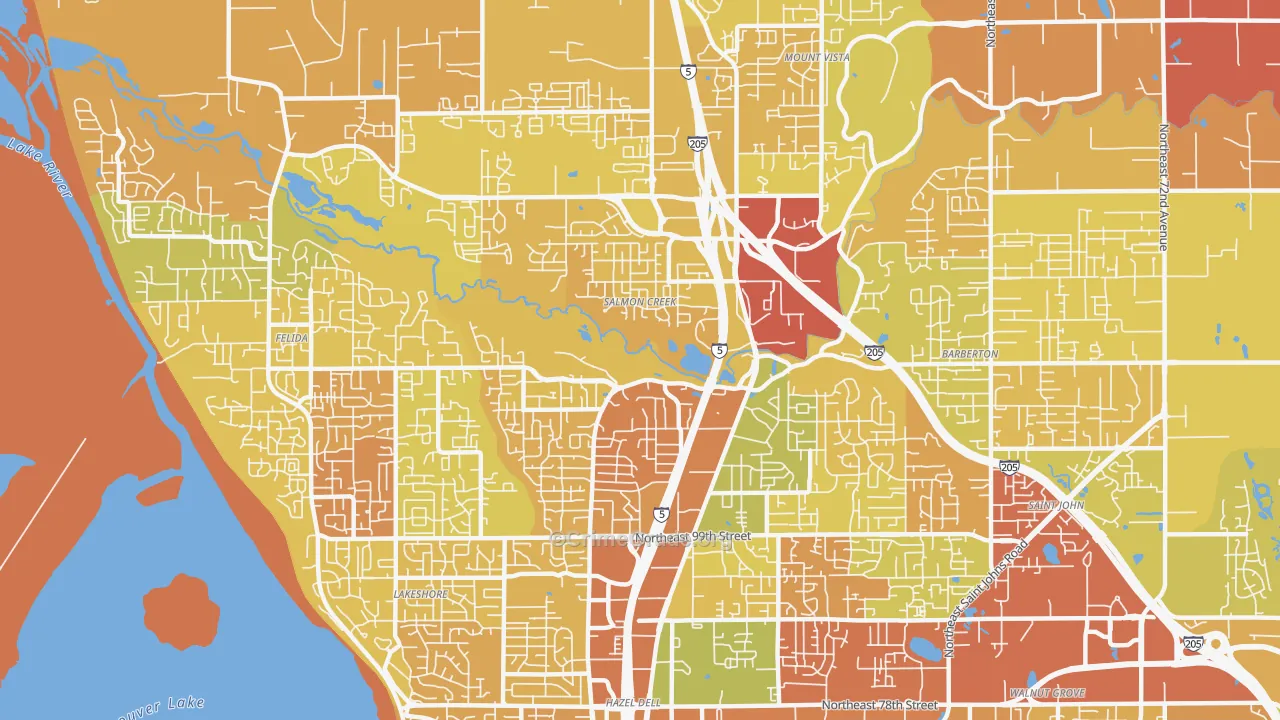 Salmon Creek, WA Map of Burglary Rates