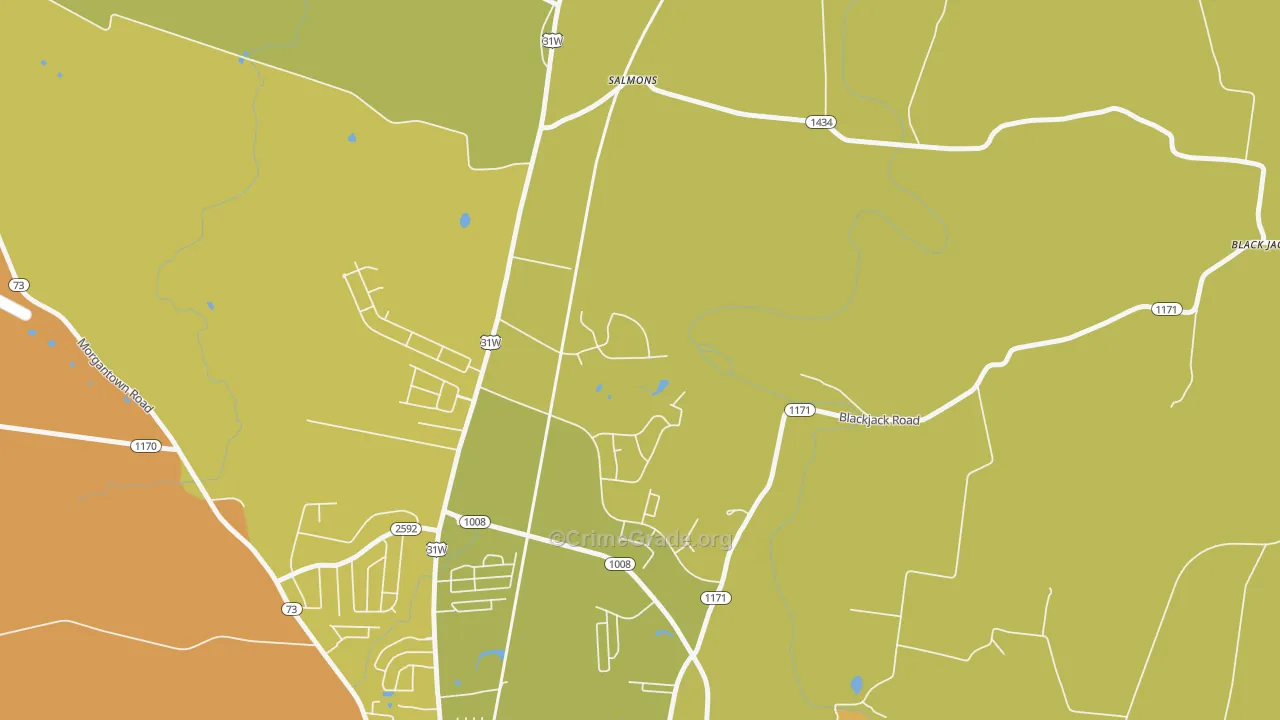 Salmon, KY Map of Burglary Rates