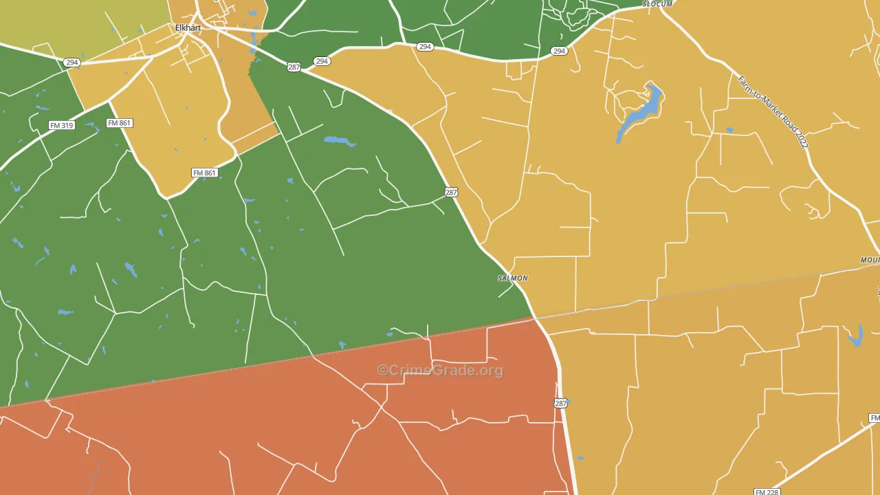 Salmon, TX Map of Burglary Rates
