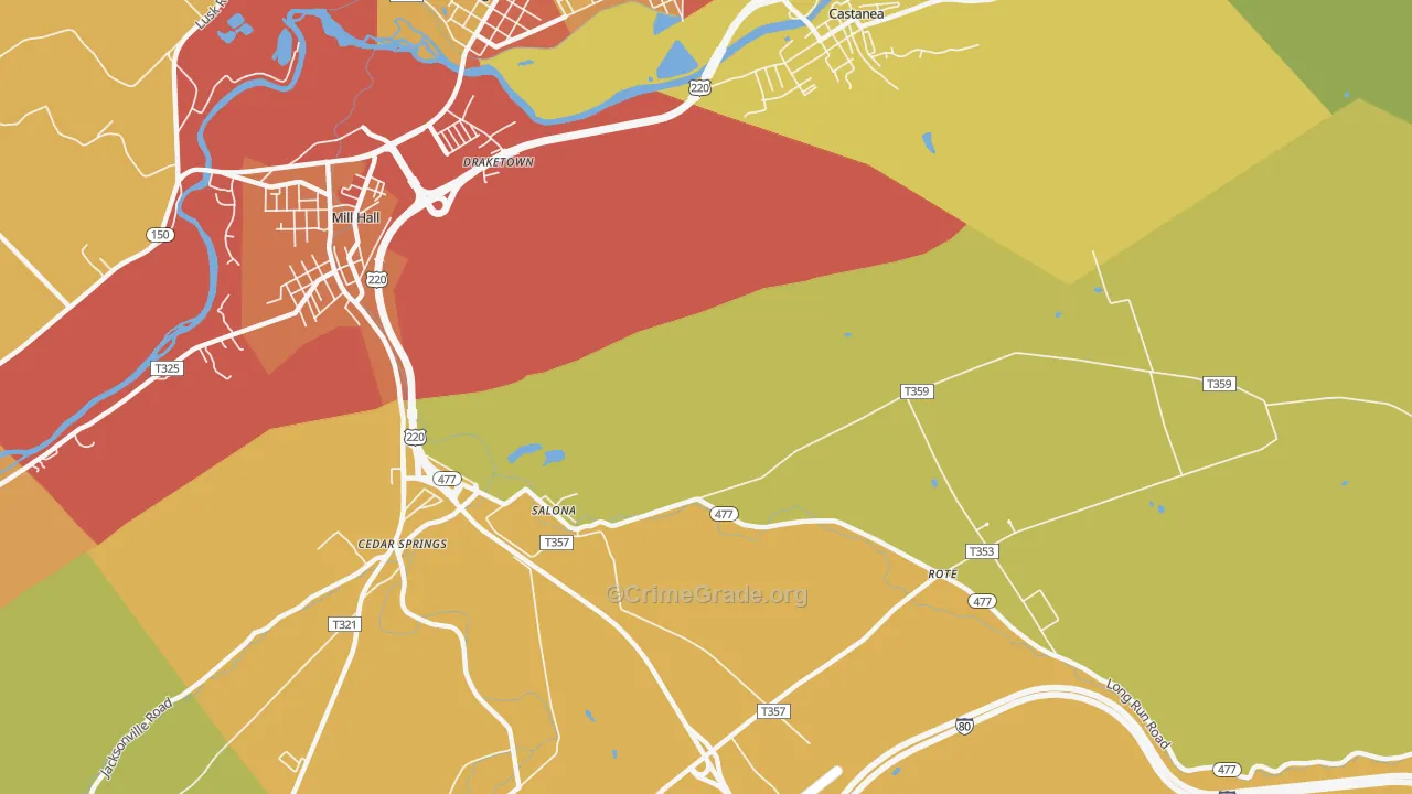 Salona, PA Map of Burglary Rates