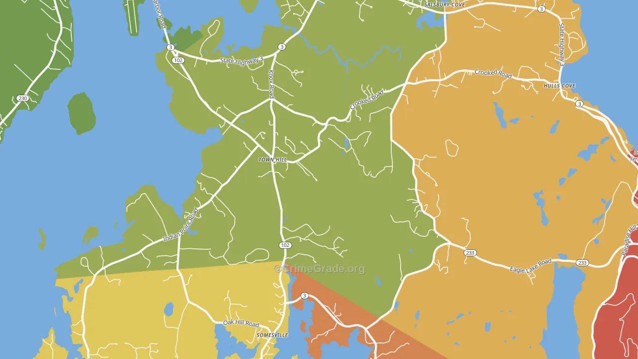 Salsbury Cove, ME Map of Burglary Rates