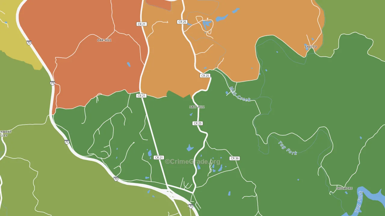Salt Hill, WV Map of Burglary Rates