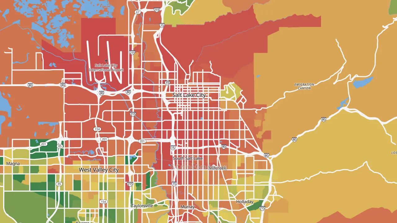 Salt Lake City, UT Map of Burglary Rates