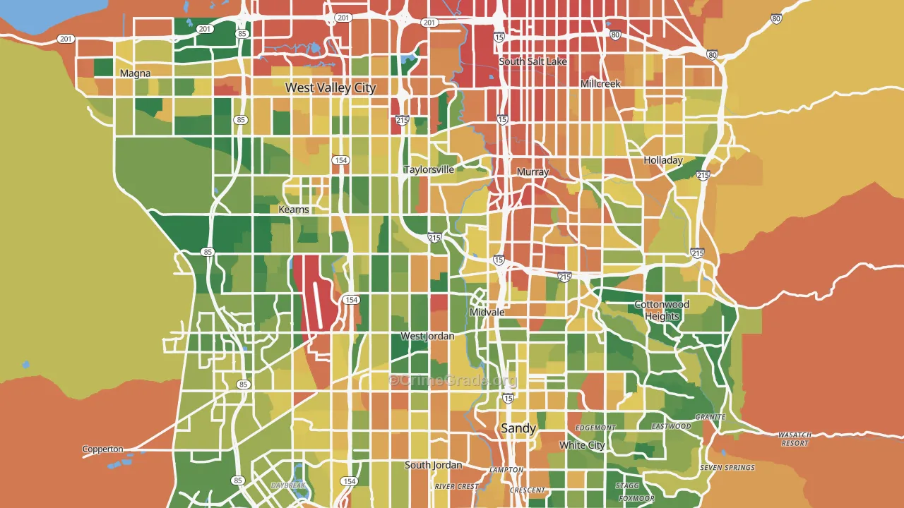 Salt Lake County, UT Map of Burglary Rates