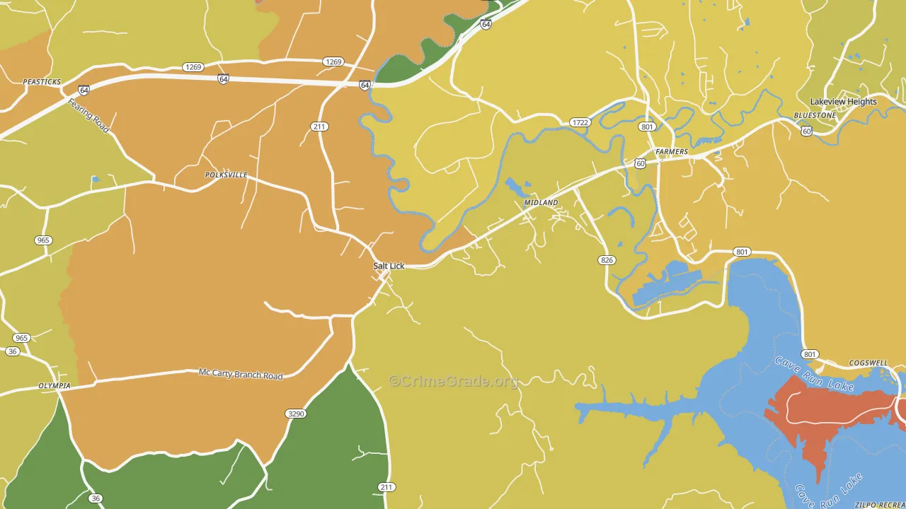 Salt Lick, KY Map of Burglary Rates
