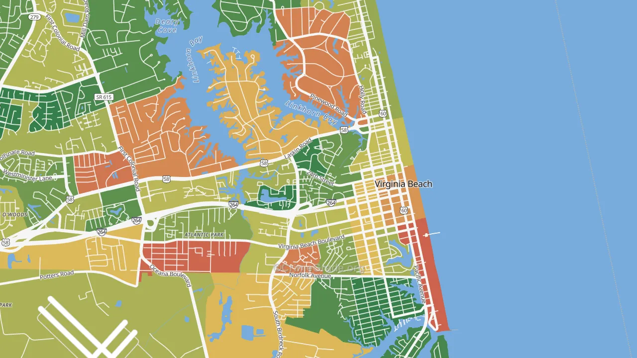 Salt Meadow Bay, Virginia Beach, VA Map of Burglary Rates