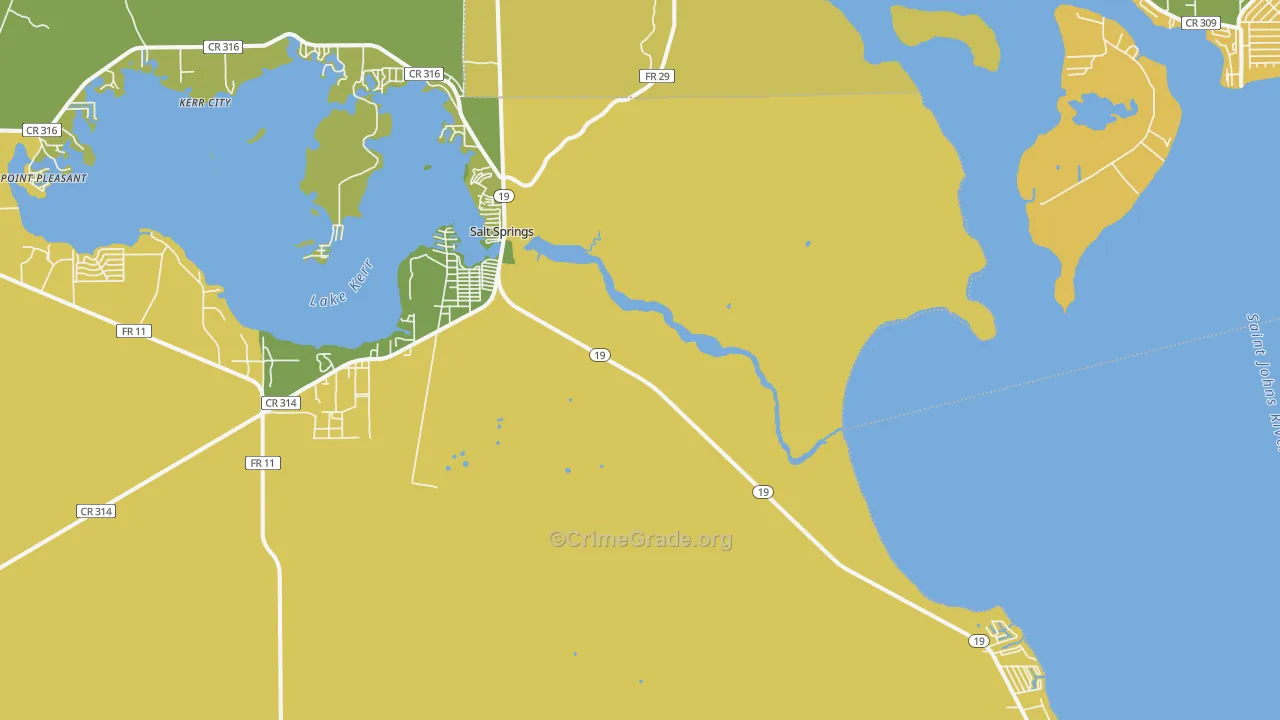 Salt Springs, FL Map of Burglary Rates