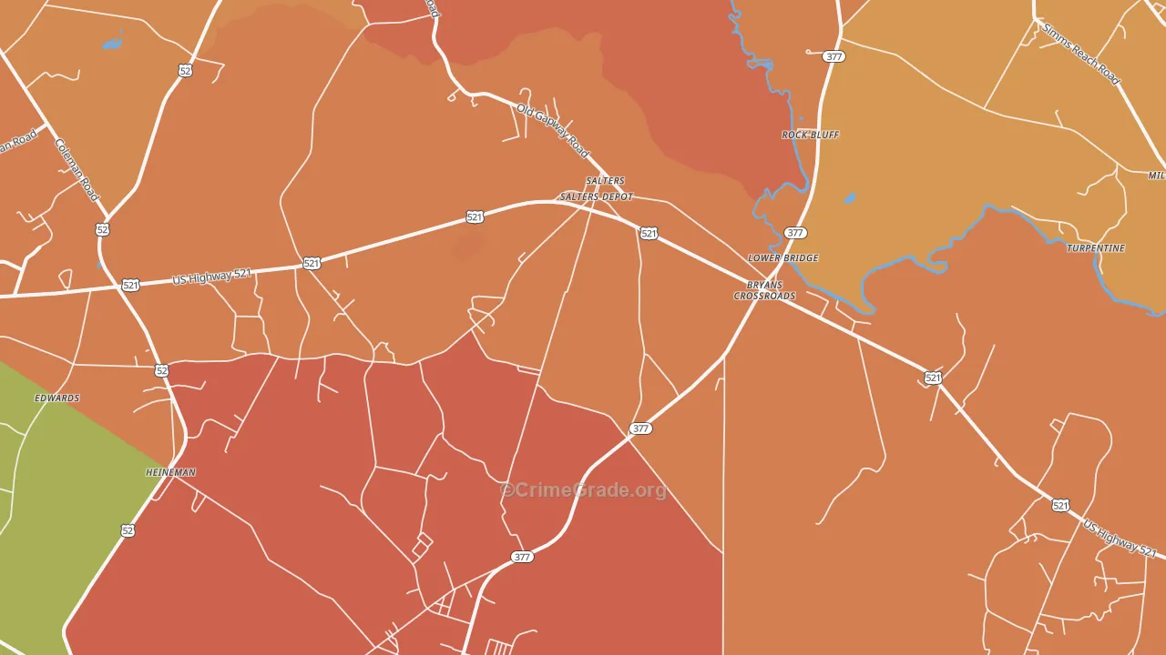 Salters, SC Map of Burglary Rates