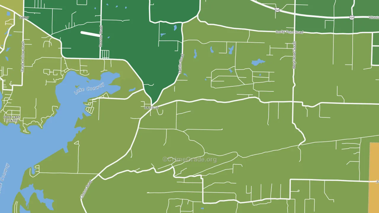 Saltillo, AR Map of Burglary Rates