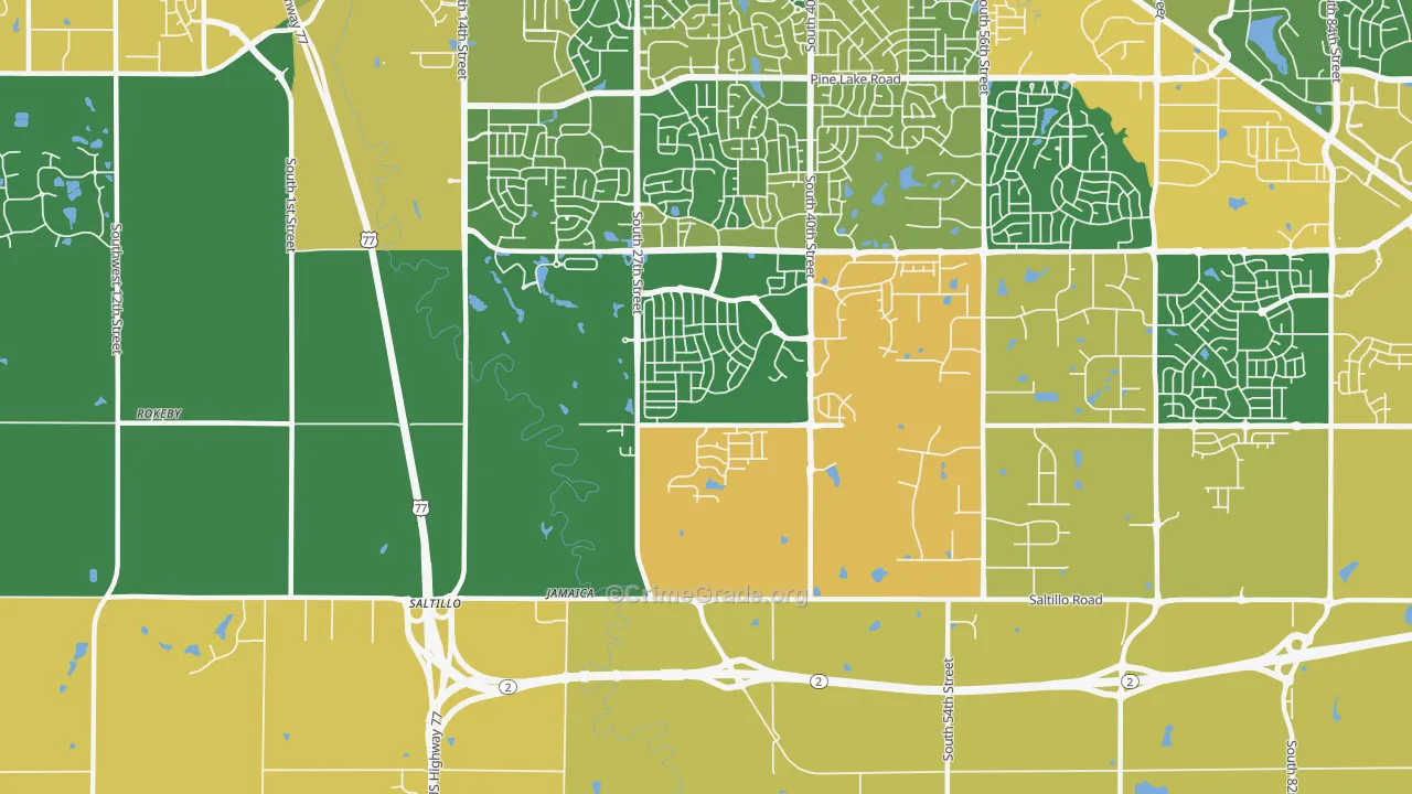 Saltillo, NE Map of Burglary Rates