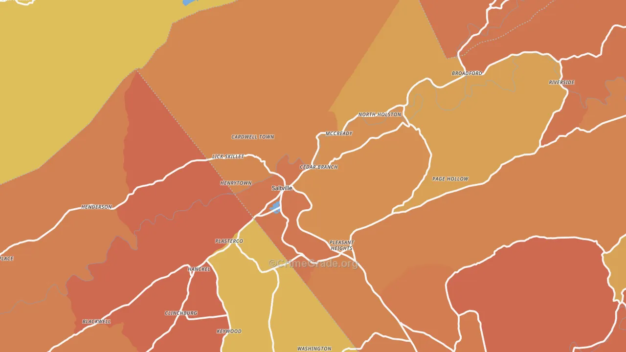 Saltville, VA Map of Burglary Rates