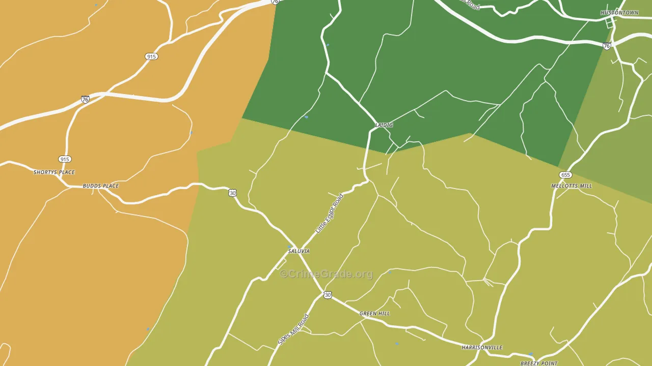 Saluvia, PA Map of Burglary Rates