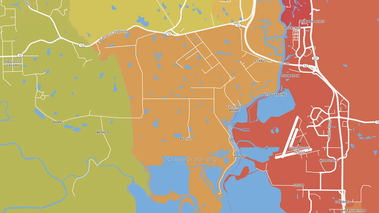Salvador, CA Map of Burglary Rates