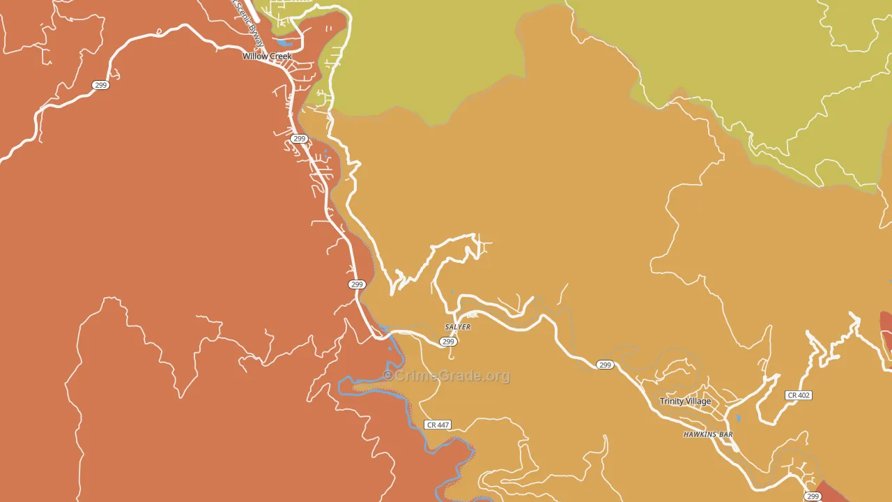 Salyer, CA Map of Burglary Rates