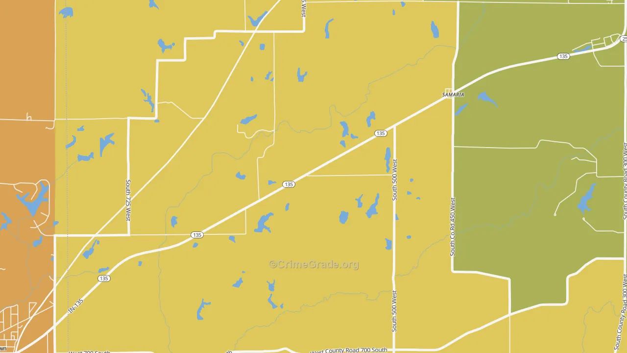 Samaria, IN Map of Burglary Rates