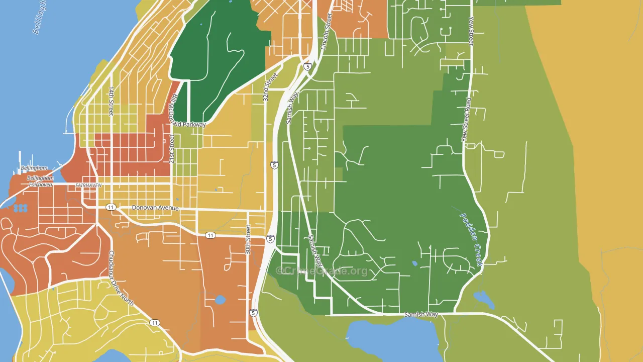 Samish Hill, Bellingham, WA Map of Burglary Rates