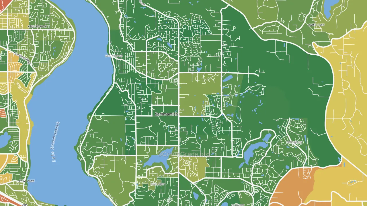 Sammamish, WA Map of Burglary Rates