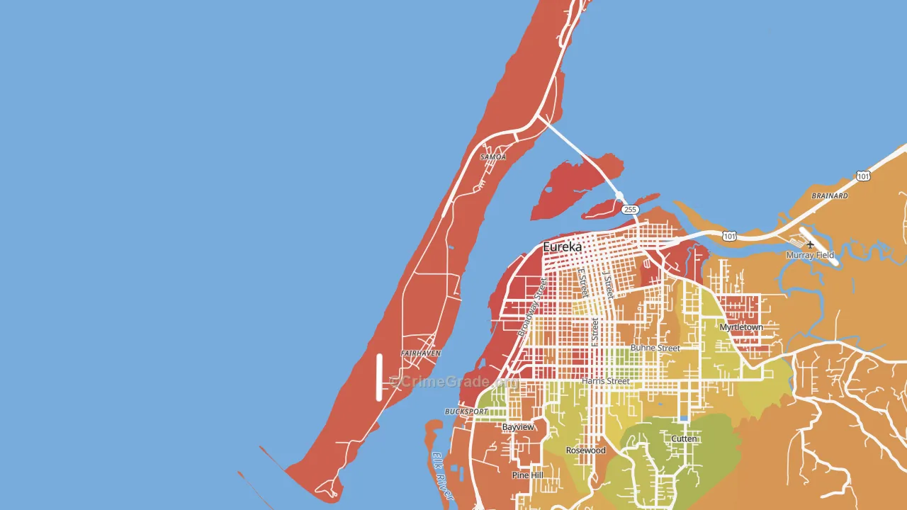Samoa, CA Map of Burglary Rates