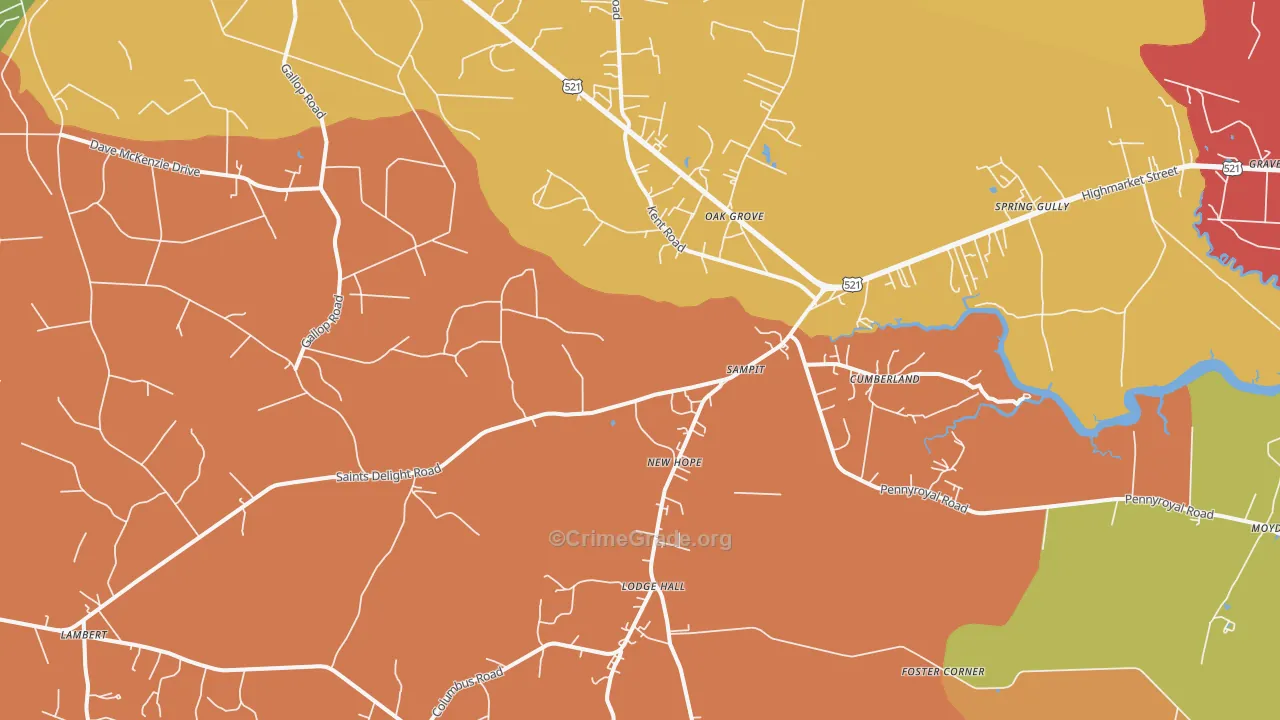 Sampit, SC Map of Burglary Rates