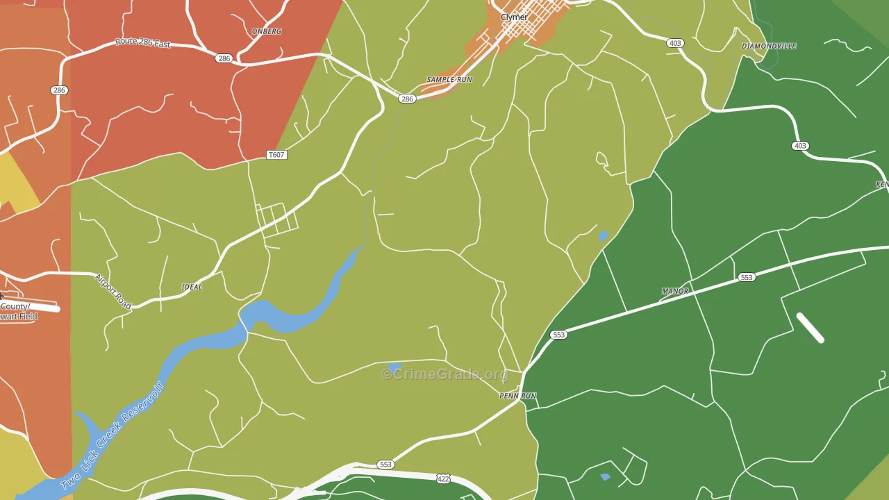 Sample Run, PA Map of Burglary Rates