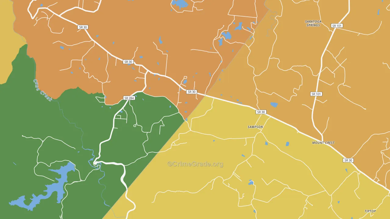Sampson, TN Map of Burglary Rates