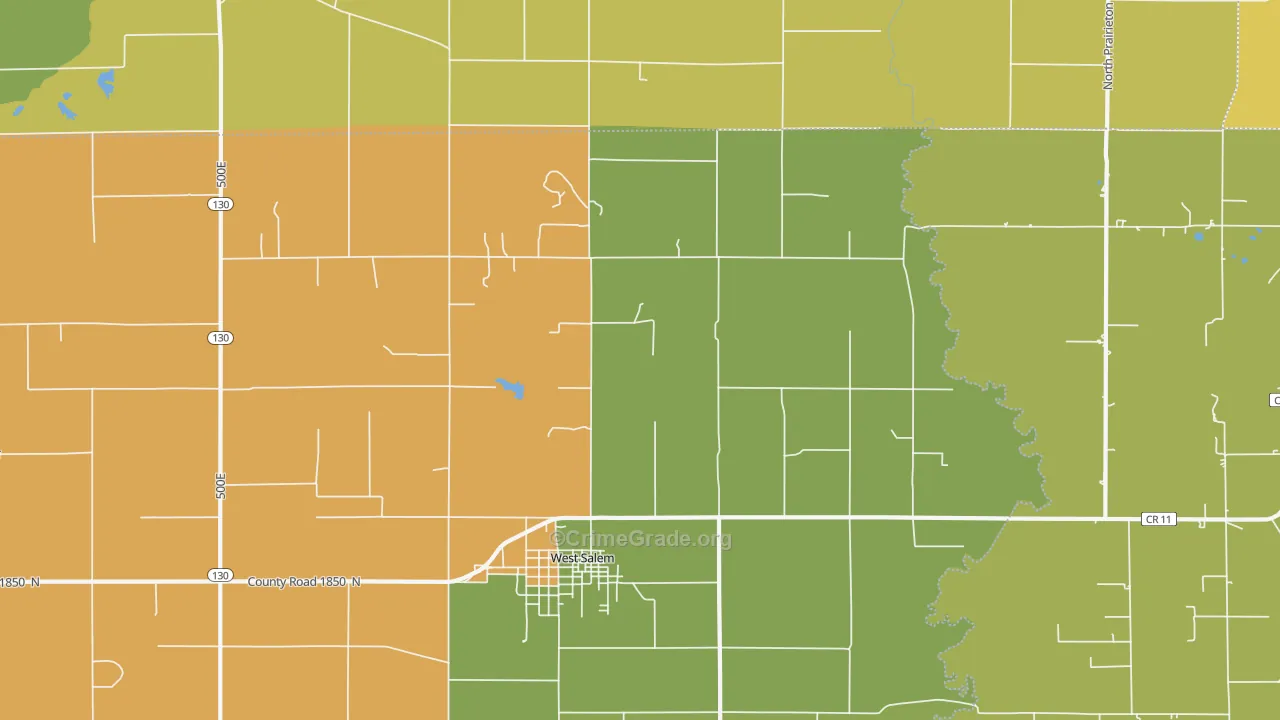 Samsville, IL Map of Burglary Rates