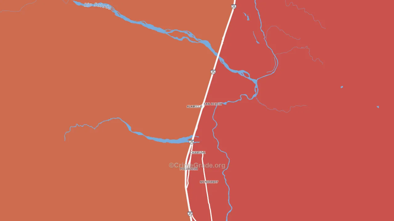 San Acacia, NM Map of Burglary Rates